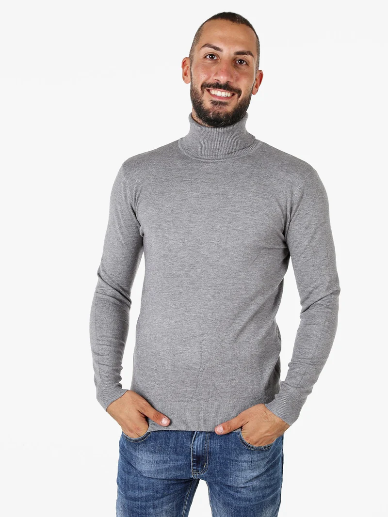 Maglia dolcevita da uomo - grigio