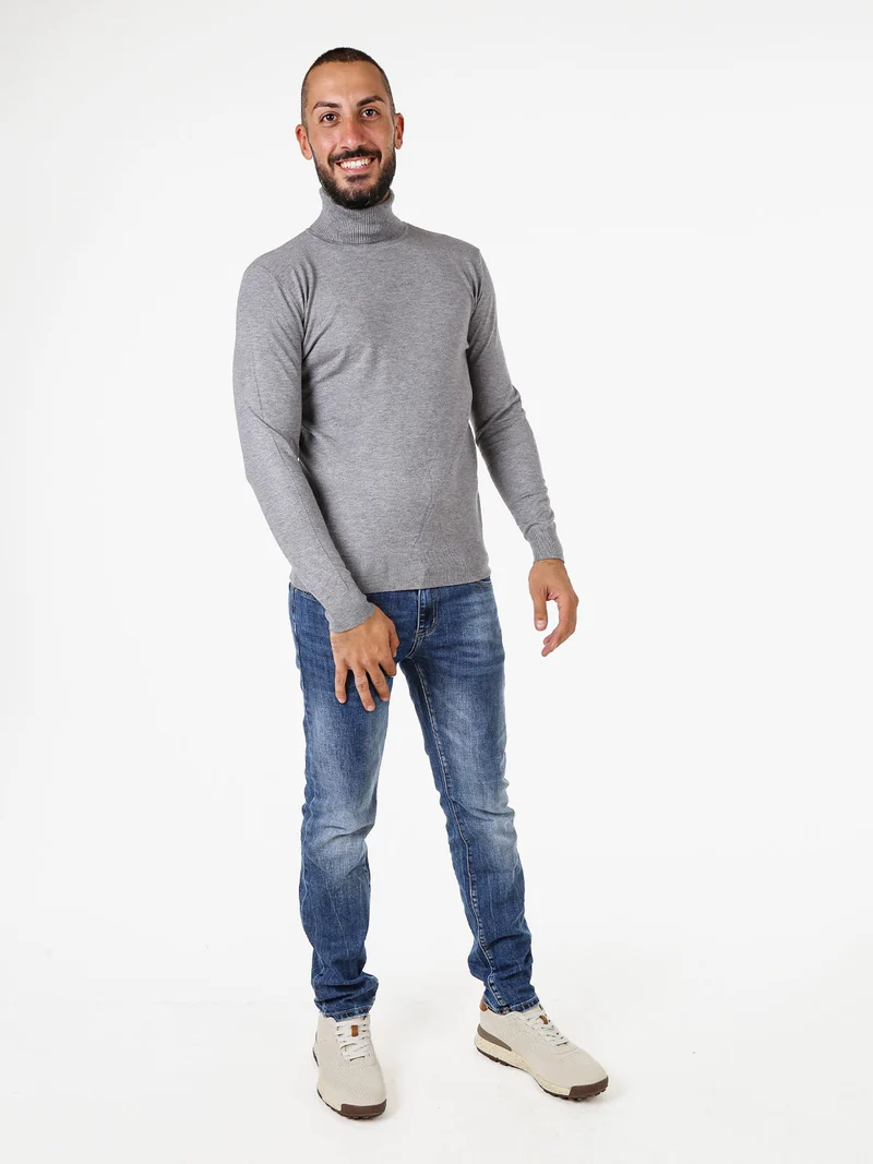 Maglia dolcevita da uomo - grigio