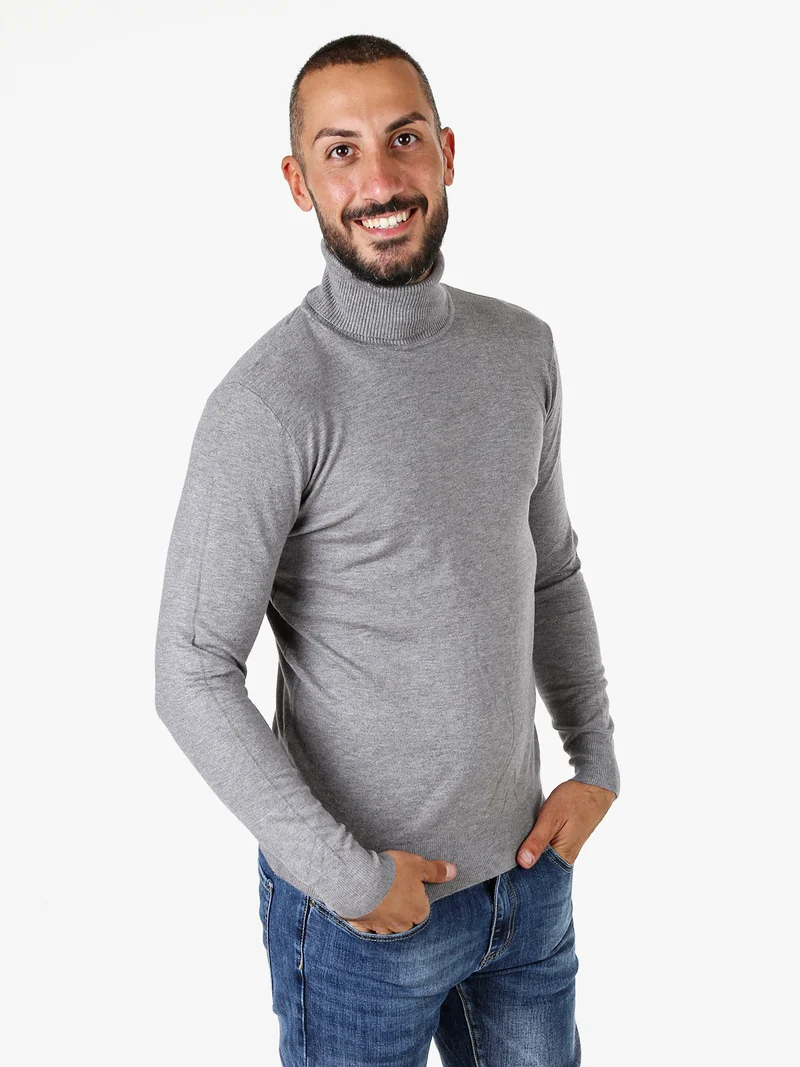 Maglia dolcevita da uomo - grigio