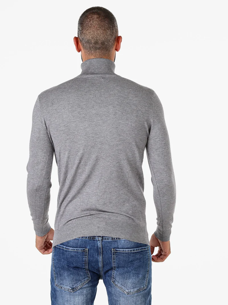 Maglia dolcevita da uomo - grigio