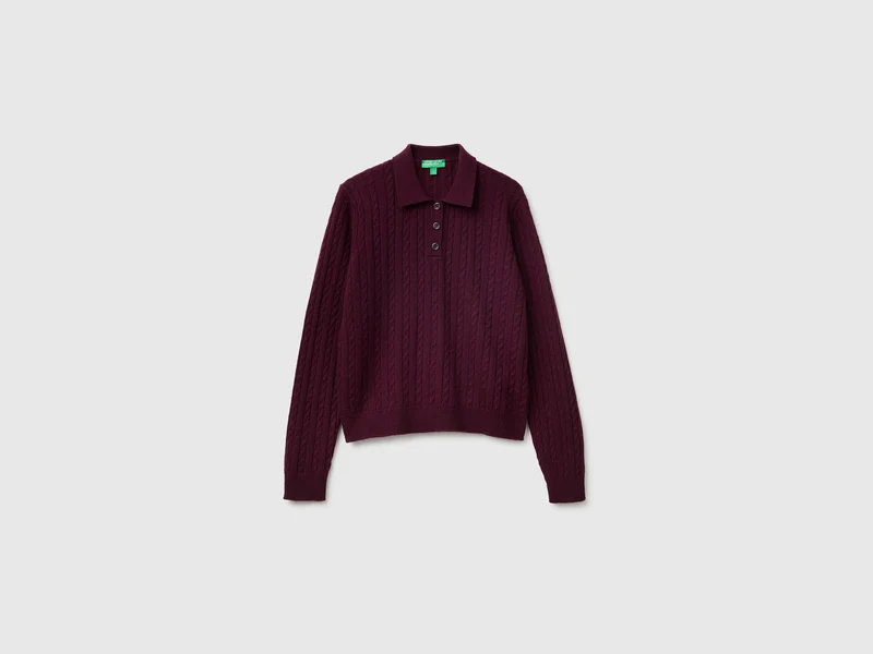 Poloshirt mit Zopfmuster