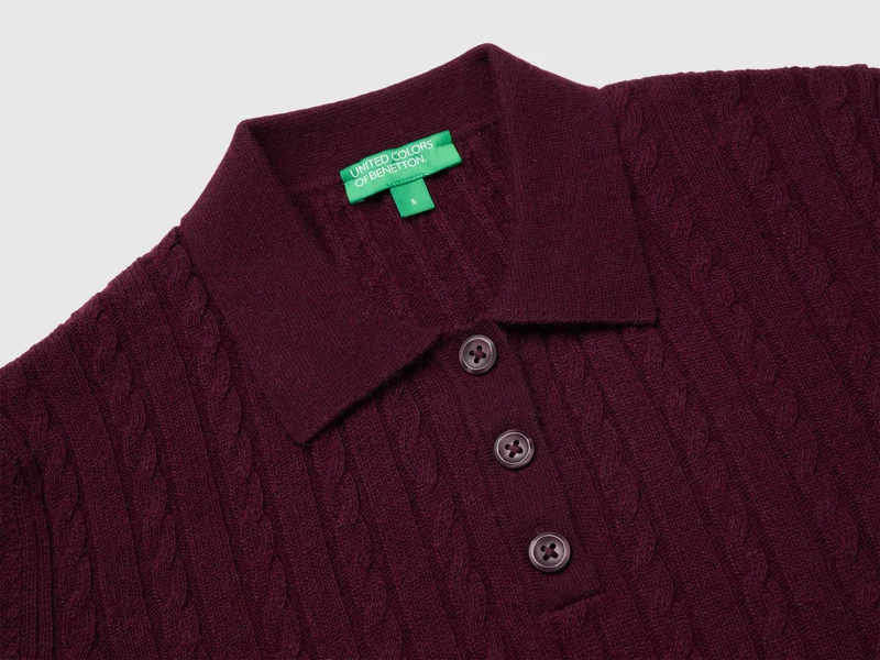 Poloshirt mit Zopfmuster