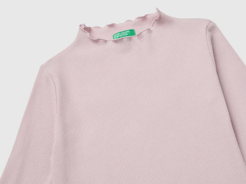 Warmes Rollkragen-T-Shirt aus Baumwollmischgewebe