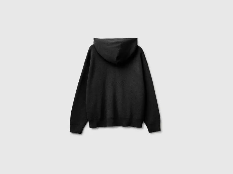 Cardigan mit Kapuze und Reißverschluss aus einem Woll-Kaschmir-Mischgewebe