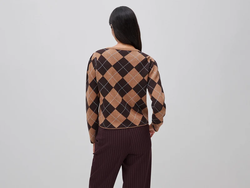 Pullover mit Rautenmuster und Rundhalsausschnitt