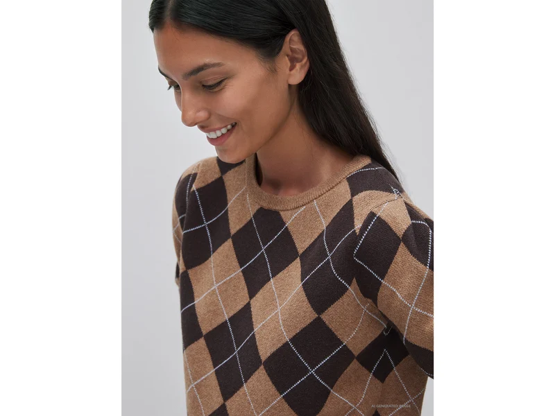 Pullover mit Rautenmuster und Rundhalsausschnitt