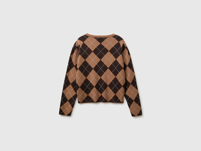 Pullover mit Rautenmuster und Rundhalsausschnitt
