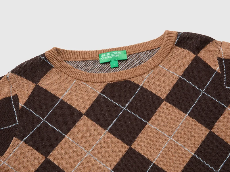 Pullover mit Rautenmuster und Rundhalsausschnitt