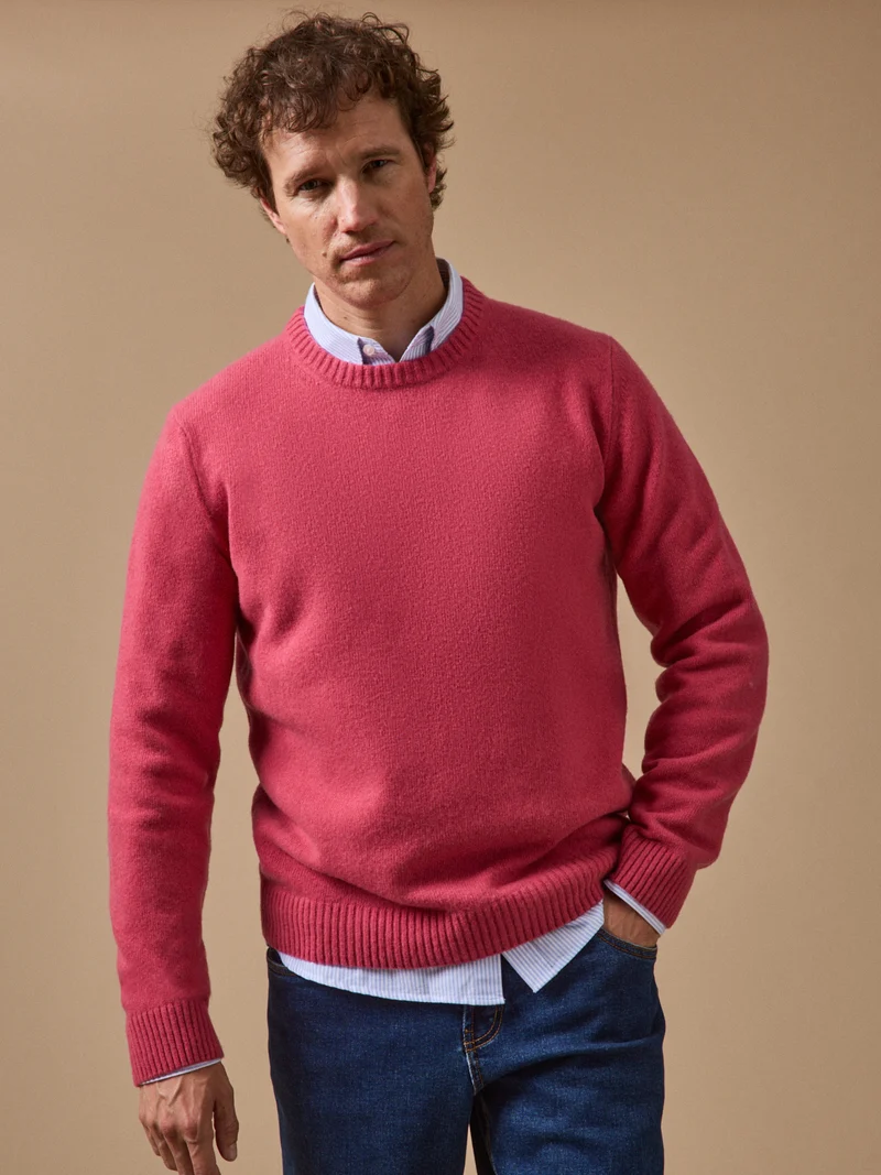 Herrenpullover mit Rundhalsausschnitt aus Wollgemisch
