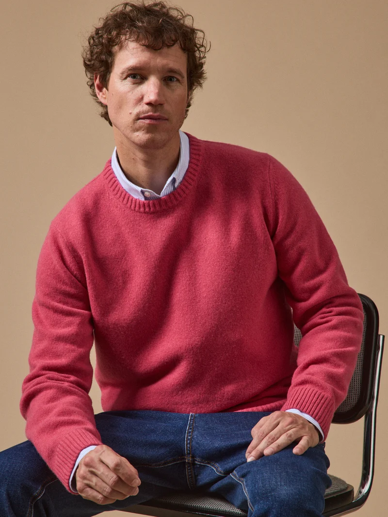 Herrenpullover mit Rundhalsausschnitt aus Wollgemisch