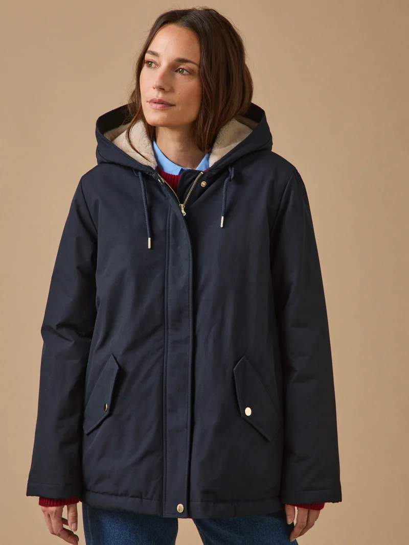 Kurzer Damen-Parka mit Futter aus Webpelz