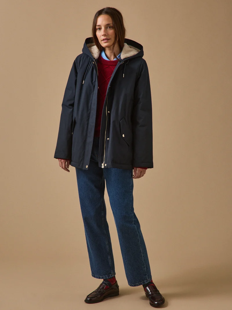 Kurzer Damen-Parka mit Futter aus Webpelz