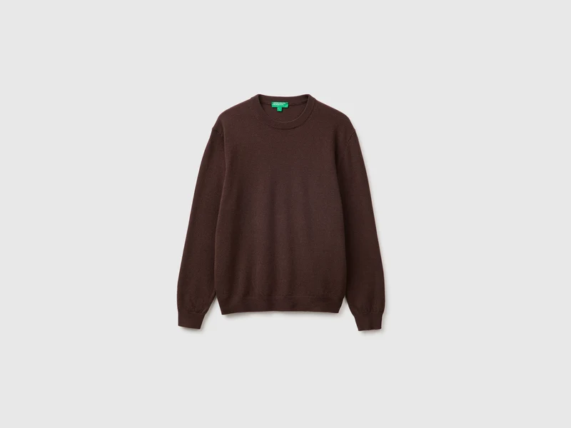 Dunkelbrauner Pullover aus reiner Merinowolle