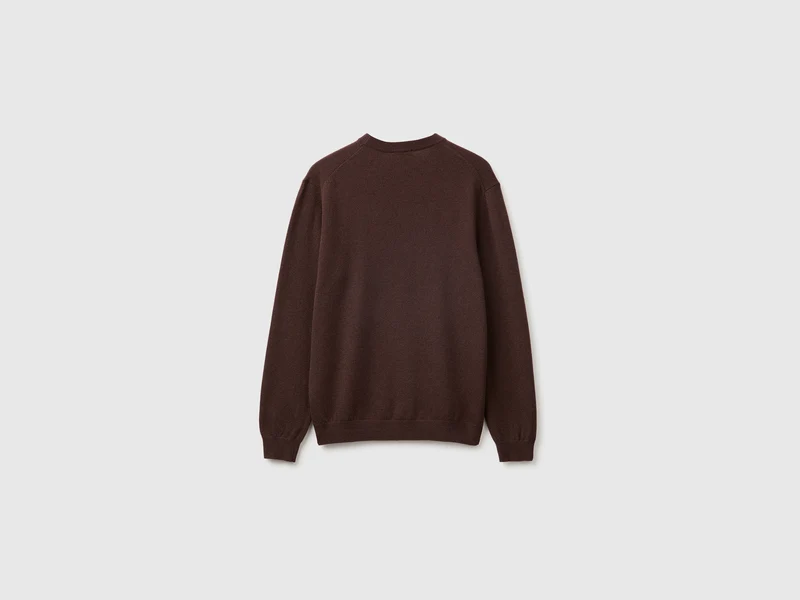 Dunkelbrauner Pullover aus reiner Merinowolle
