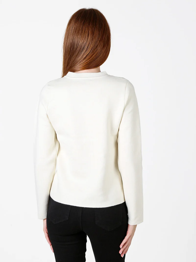 Giacca da donna in maglia con cerniera e bottoni dorati - beige