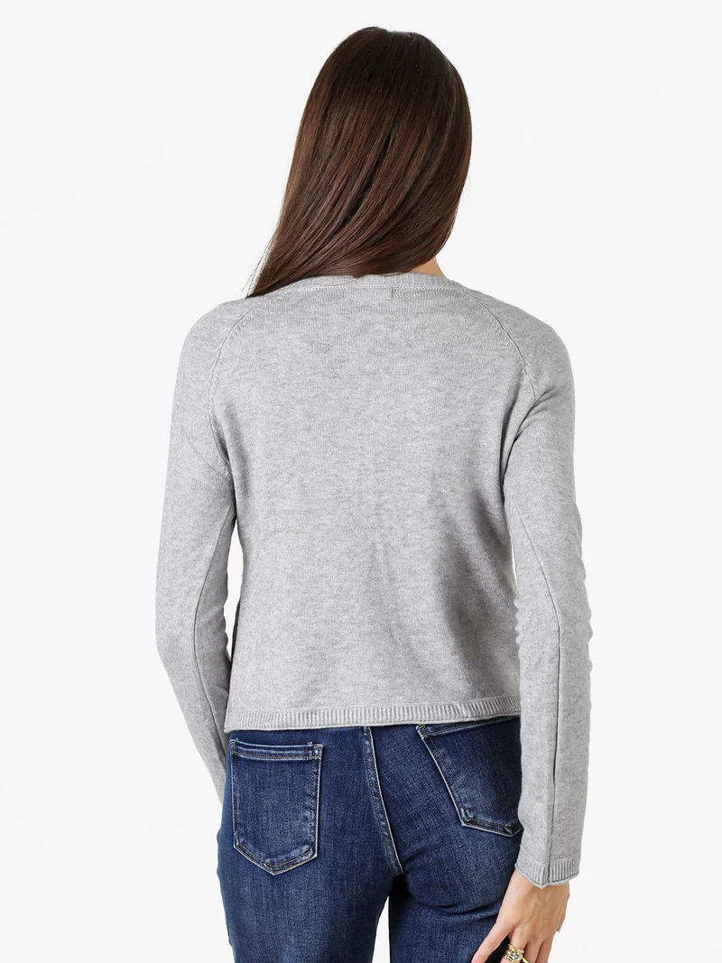 Cardigan donna in maglia con bottoni - grigio