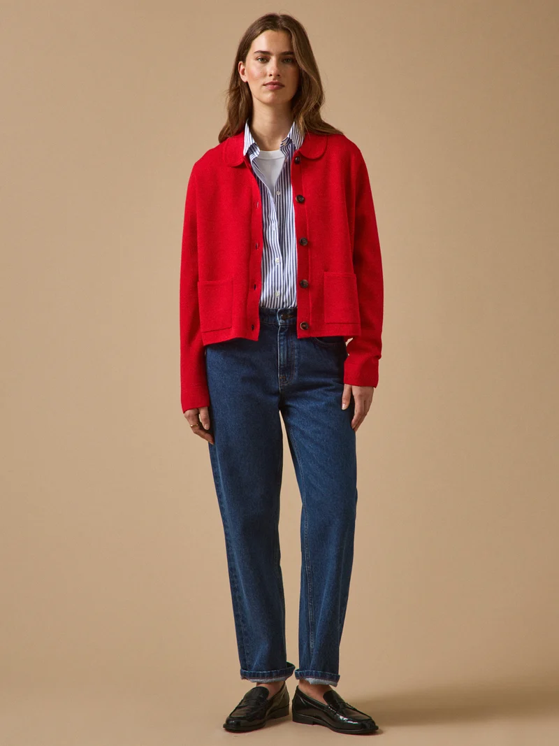 Damen-Cardigan mit Hemdkragen