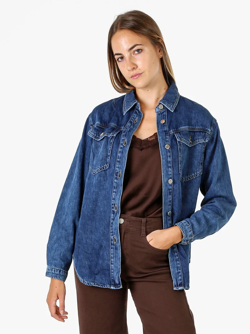 Camicia giacca da donna in jeans con bottoni - jeans