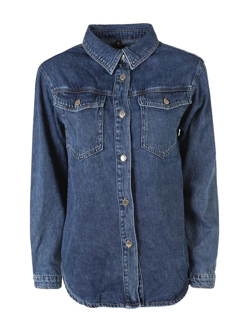 Camicia giacca da donna in jeans con bottoni - jeans