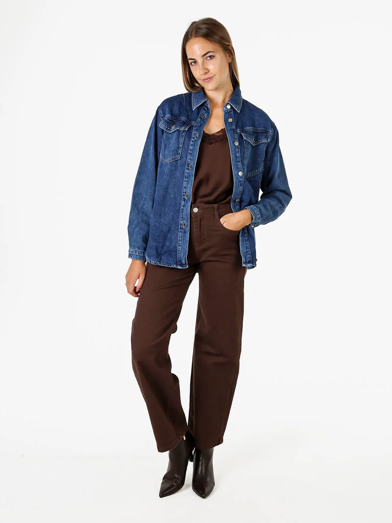 Camicia giacca da donna in jeans con bottoni - jeans