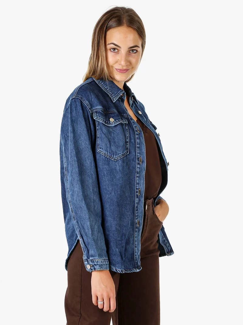 Camicia giacca da donna in jeans con bottoni - jeans