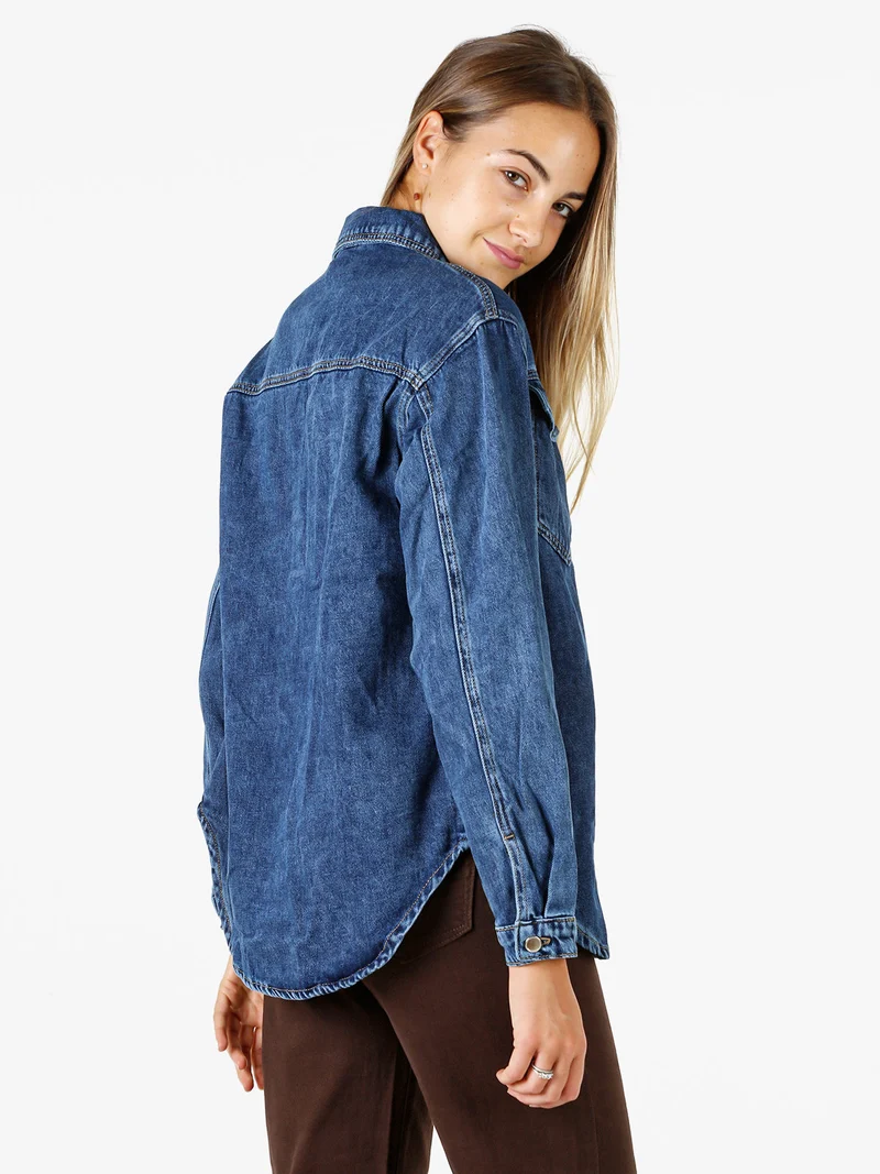 Camicia giacca da donna in jeans con bottoni - jeans