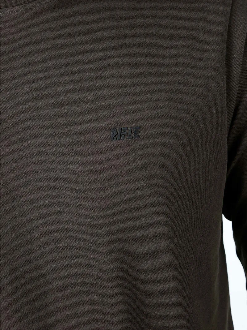 T-shirt girocollo da uomo a maniche lunghe in cotone - moro
