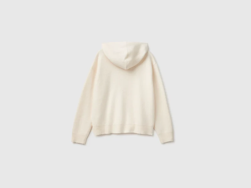 Cardigan mit Kapuze und Reißverschluss aus einem Woll-Kaschmir-Mischgewebe