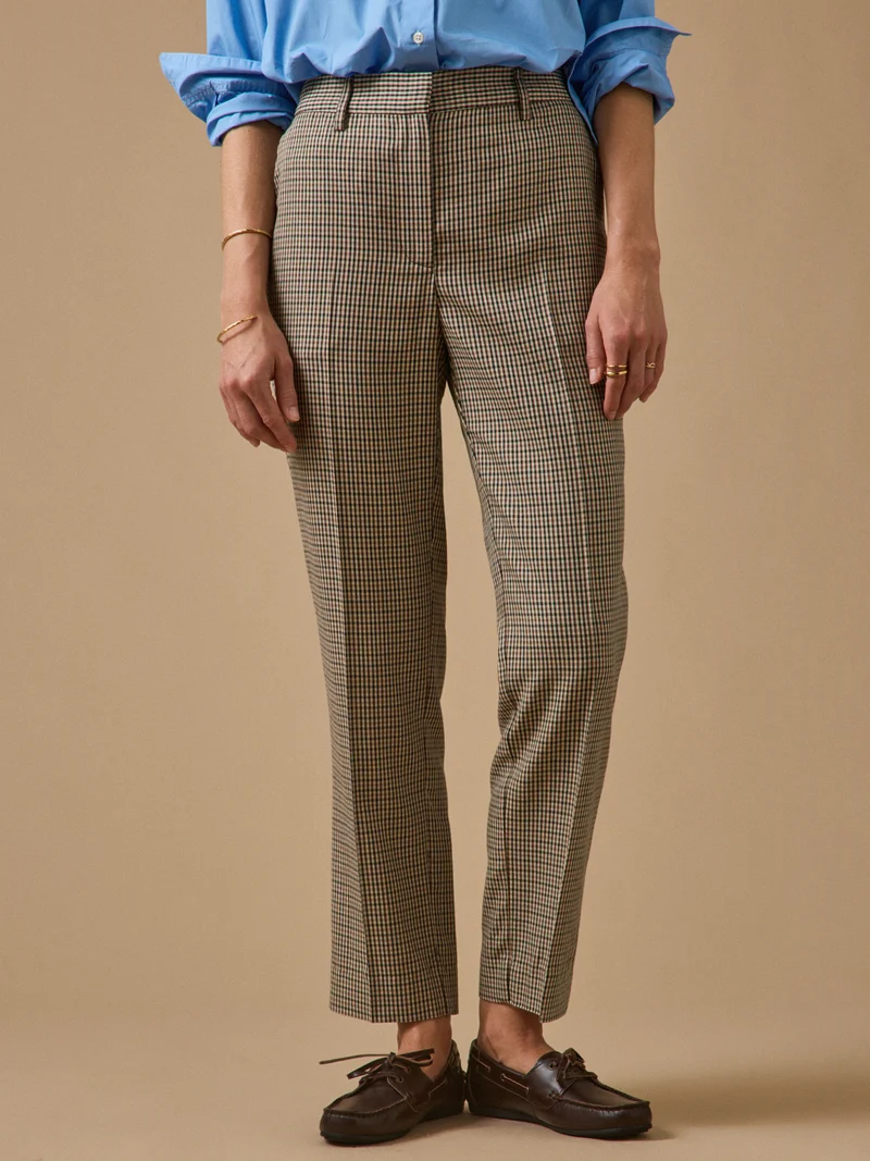 Damen-Zigarettenhose mit kleinen Karos Léo