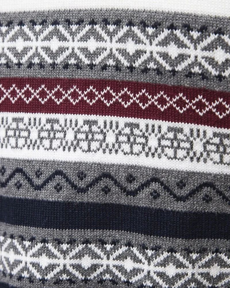 Frederico Cotton Zip Sweater with Pattern