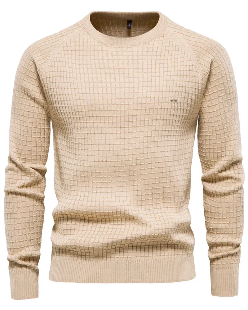 Men's Sweater With Grid Pattern