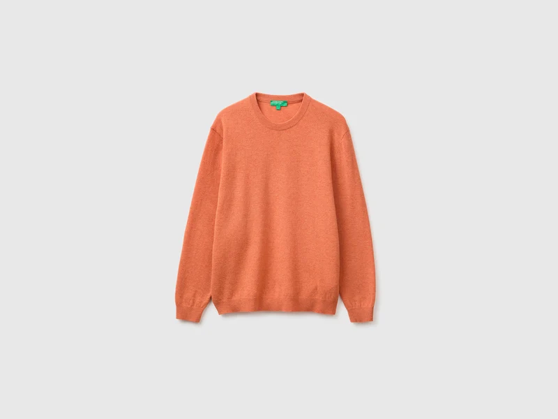 Oranger Pullover aus reiner Merinowolle