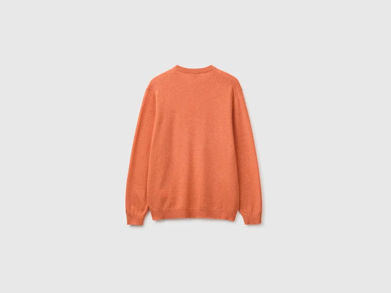 Oranger Pullover aus reiner Merinowolle