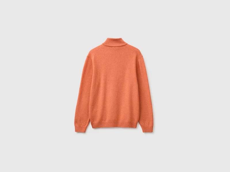 Oranger Rollkragenpullover aus reiner Merinowolle