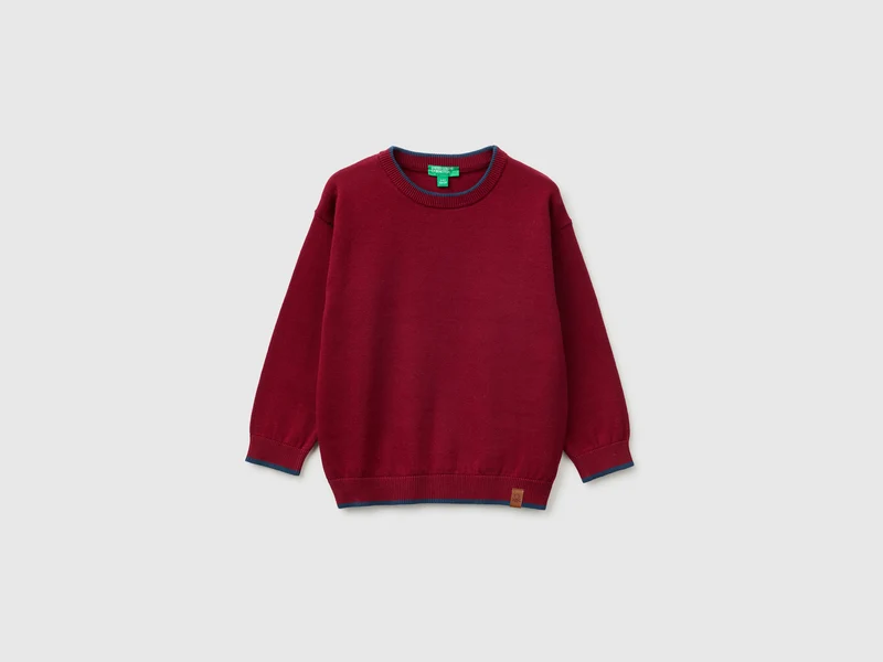 Pullover aus 100 % Baumwolle mit kontrastierenden Kanten