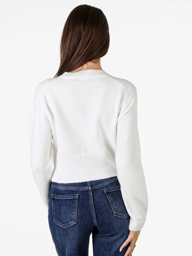 Cardigan donna in maglia con bottoni - bianco