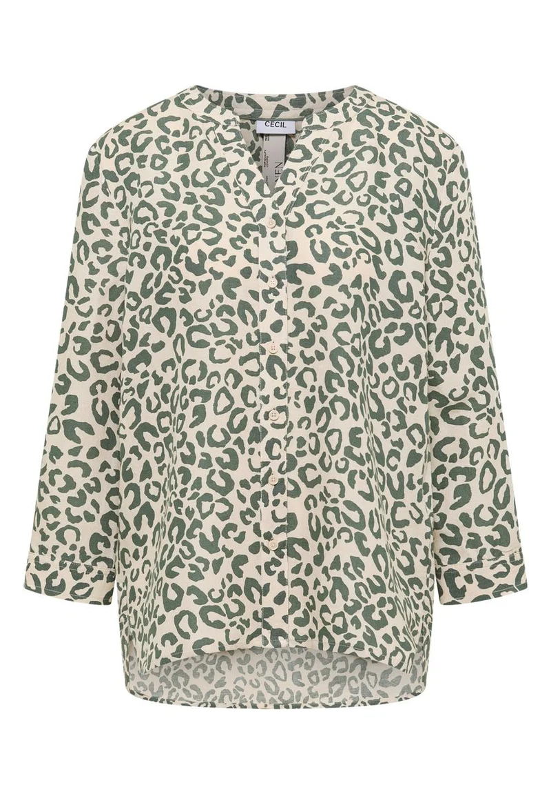 Bluse mit Leo-Muster aus Leinenmix