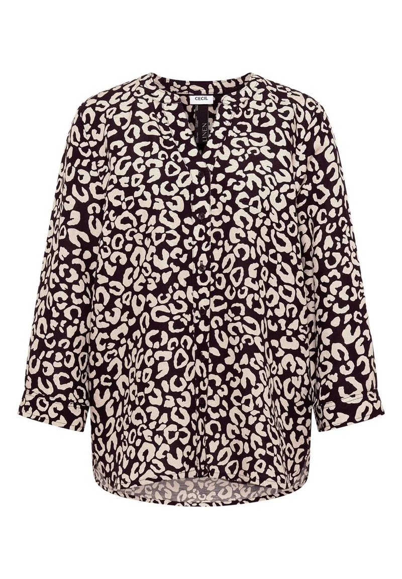 Bluse mit Leo-Muster aus Leinenmix