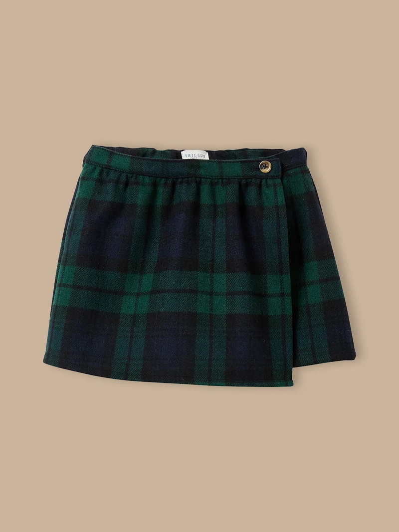 Mädchen Hosenrock mit Tartan-Druckmuster