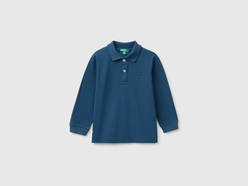 Langarm-Poloshirt aus 100 % Bio-Baumwolle