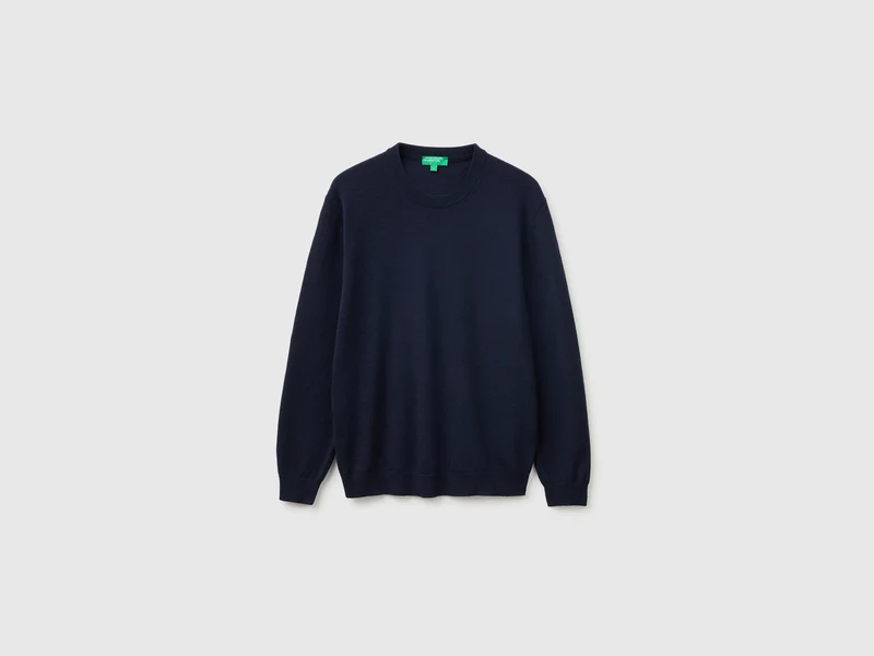 Mitternachtsblauer Pullover aus reiner Merinowolle