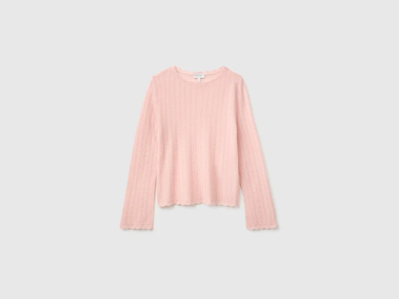 Ultraleichter Pullover aus Wollmischung mit Lochmuster