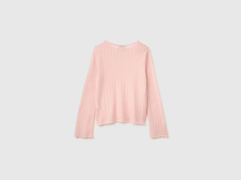Ultraleichter Pullover aus Wollmischung mit Lochmuster
