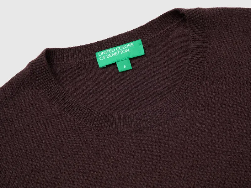 Anthrazitgrauer Kurzarmpullover aus reiner Merinowolle
