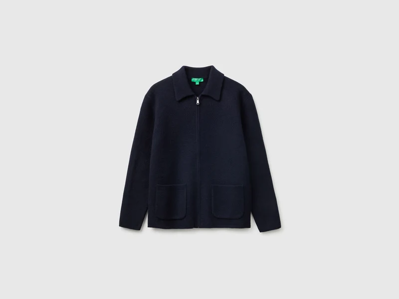 Jacke aus 100% gekochter Wolle mit Reißverschluss