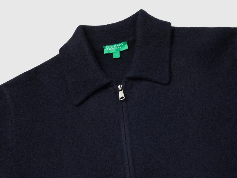 Jacke aus 100% gekochter Wolle mit Reißverschluss