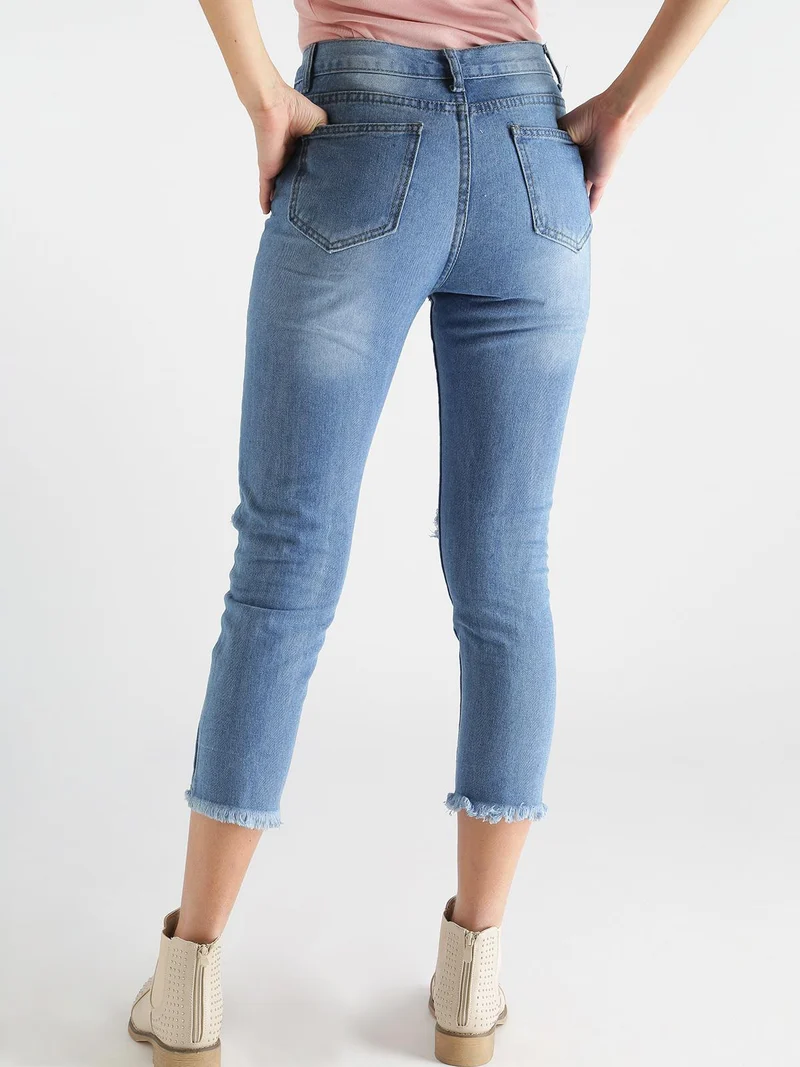 Jeans boyfriend strappati con ricami fiorati - jeans