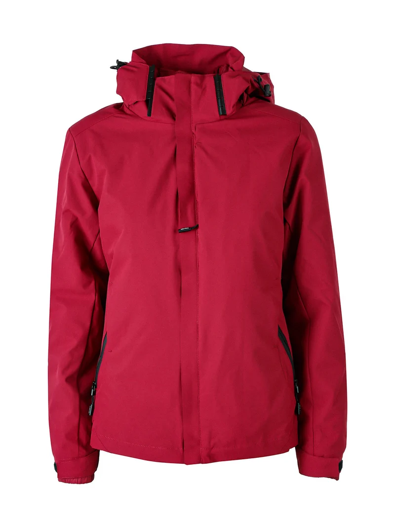 Giubbotto imbottito da donna 2 in 1 con cappuccio e zip - bordeaux