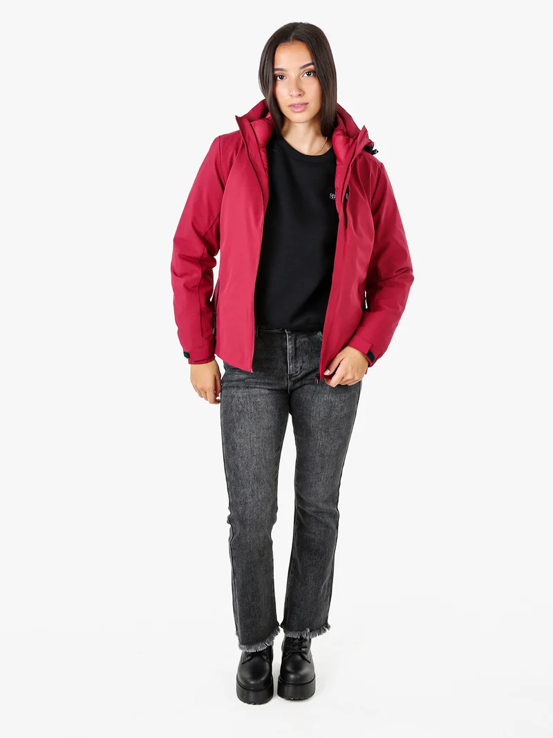 Giubbotto imbottito da donna 2 in 1 con cappuccio e zip - bordeaux