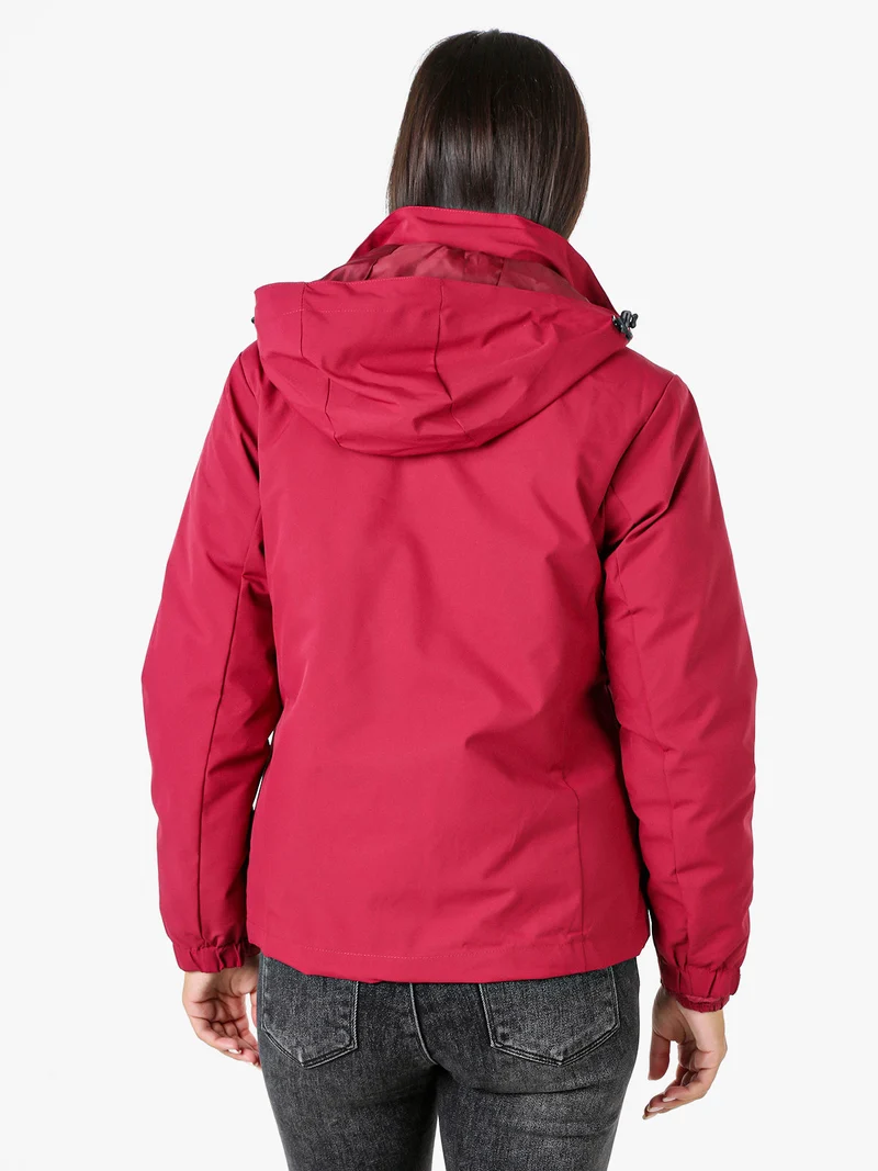 Giubbotto imbottito da donna 2 in 1 con cappuccio e zip - bordeaux